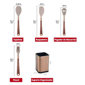 Kit Utensílios de Cozinha -  10 Peças Com Suporte