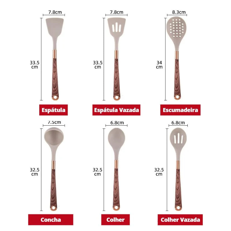 Kit Utensílios de Cozinha -  10 Peças Com Suporte